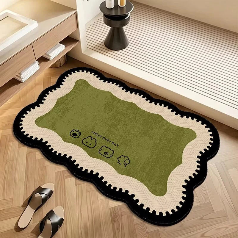 Rug Plush Non-Slip Backing and Patterned Edge