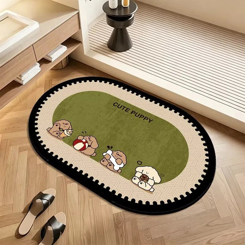 Rug Plush Non-Slip Backing and Patterned Edge