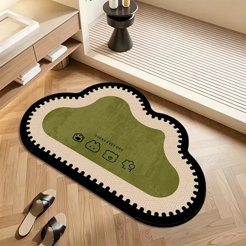 Rug Plush Non-Slip Backing and Patterned Edge
