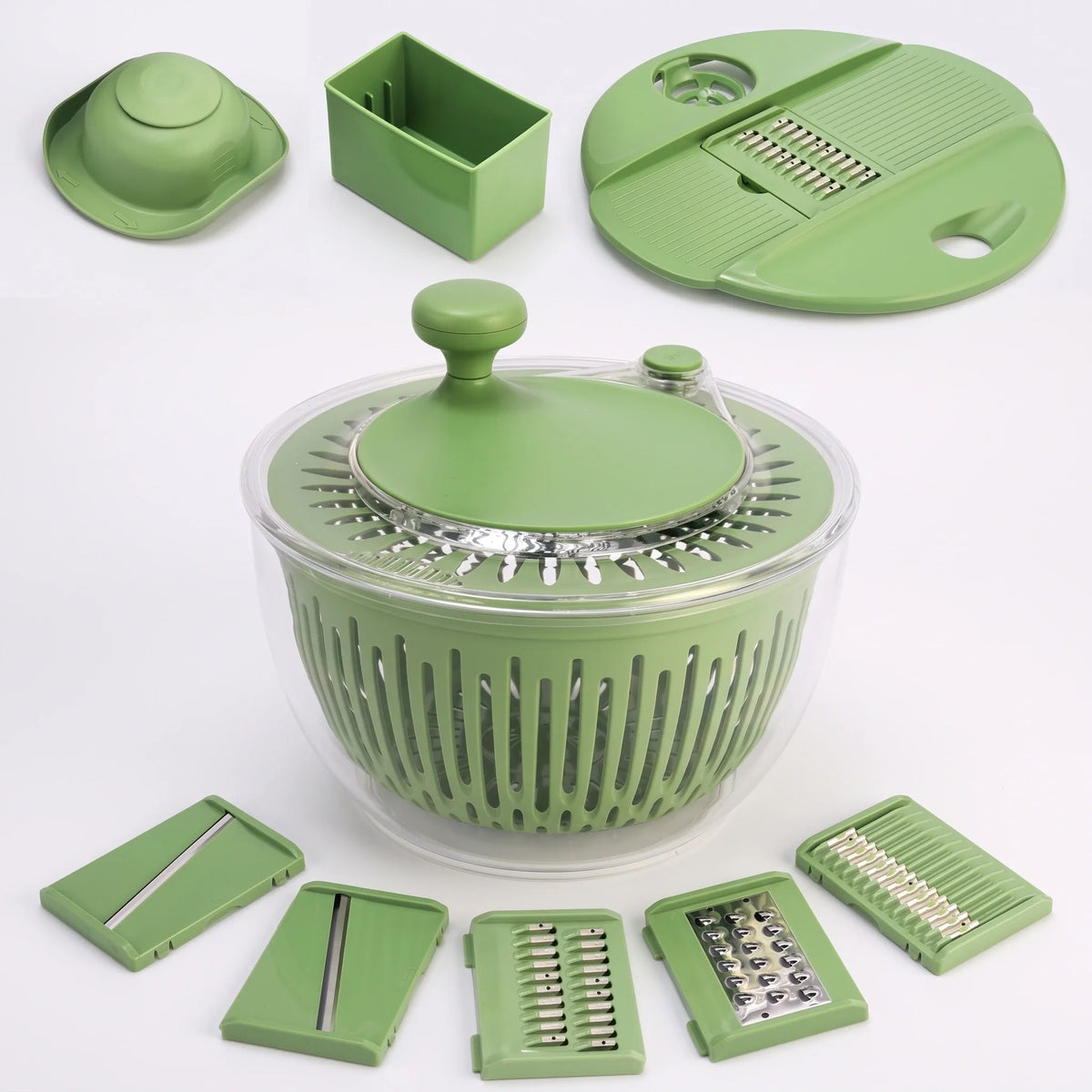 Salad Spinner & Vegetable Slicer 5 Stainless Steel Blades