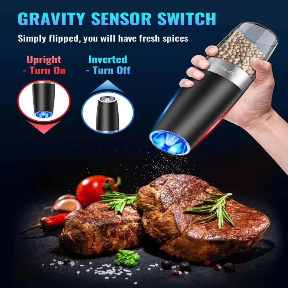 Salt And Pepper Grinder Electric Gravity-Activated Adjustable Coarseness
