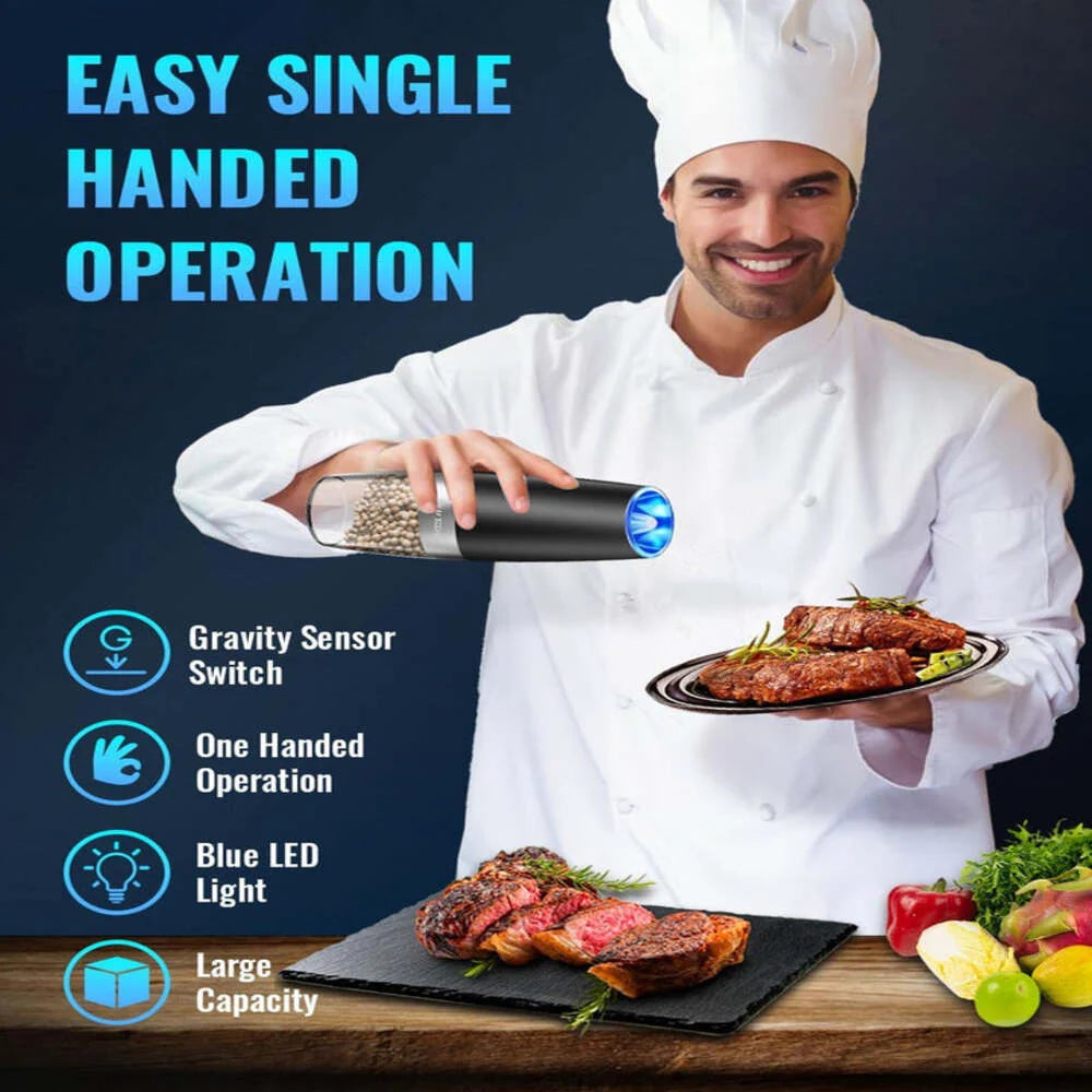 Salt And Pepper Grinder Electric Gravity-Activated Adjustable Coarseness