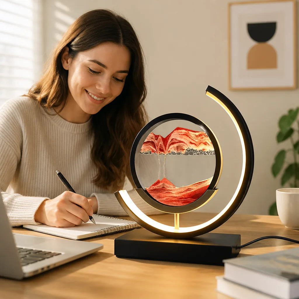 Sand Art Display Watertight Glass Adjustable Light & Speed