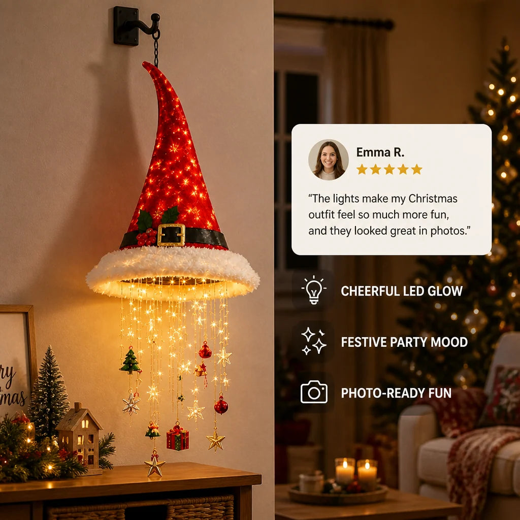 Santa Hat LED String Lights Festive Accessory