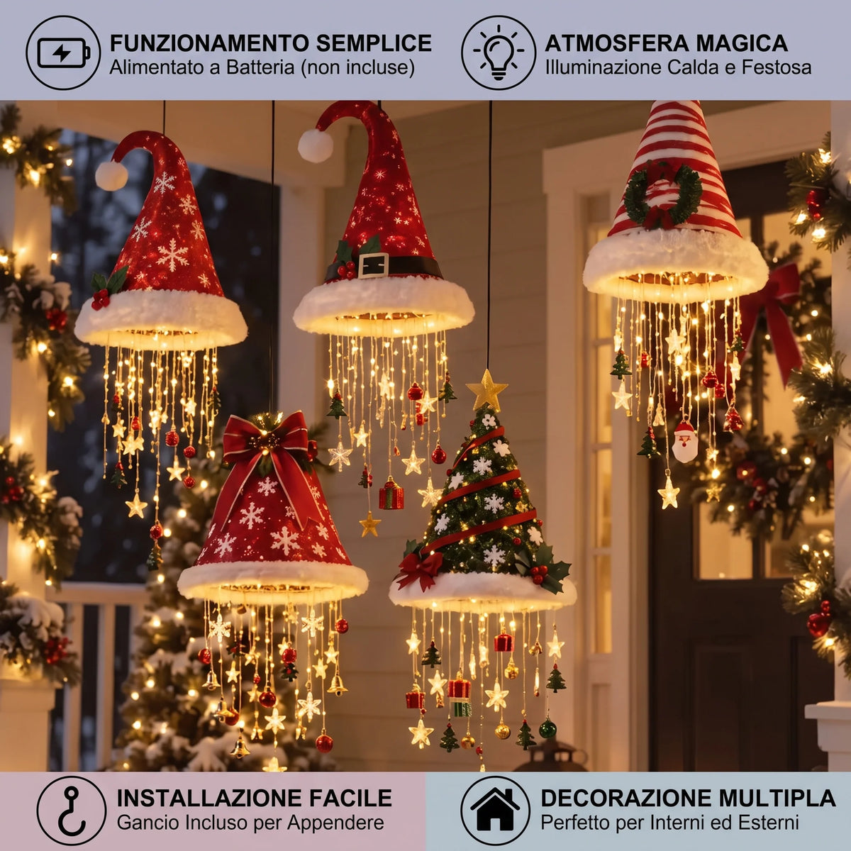 Santa Hat With LED String Lights