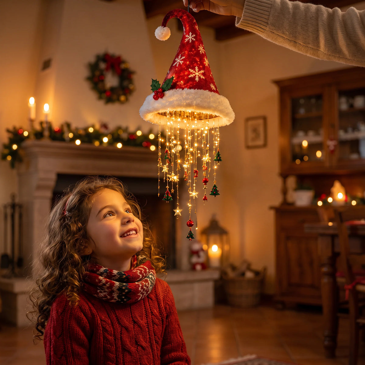 Santa Hat With LED String Lights