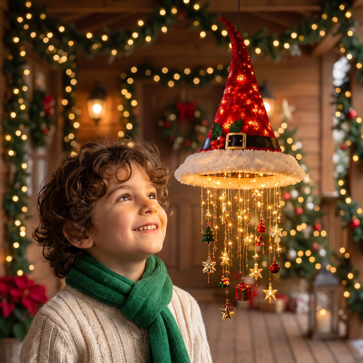 Santa Hat With LED String Lights