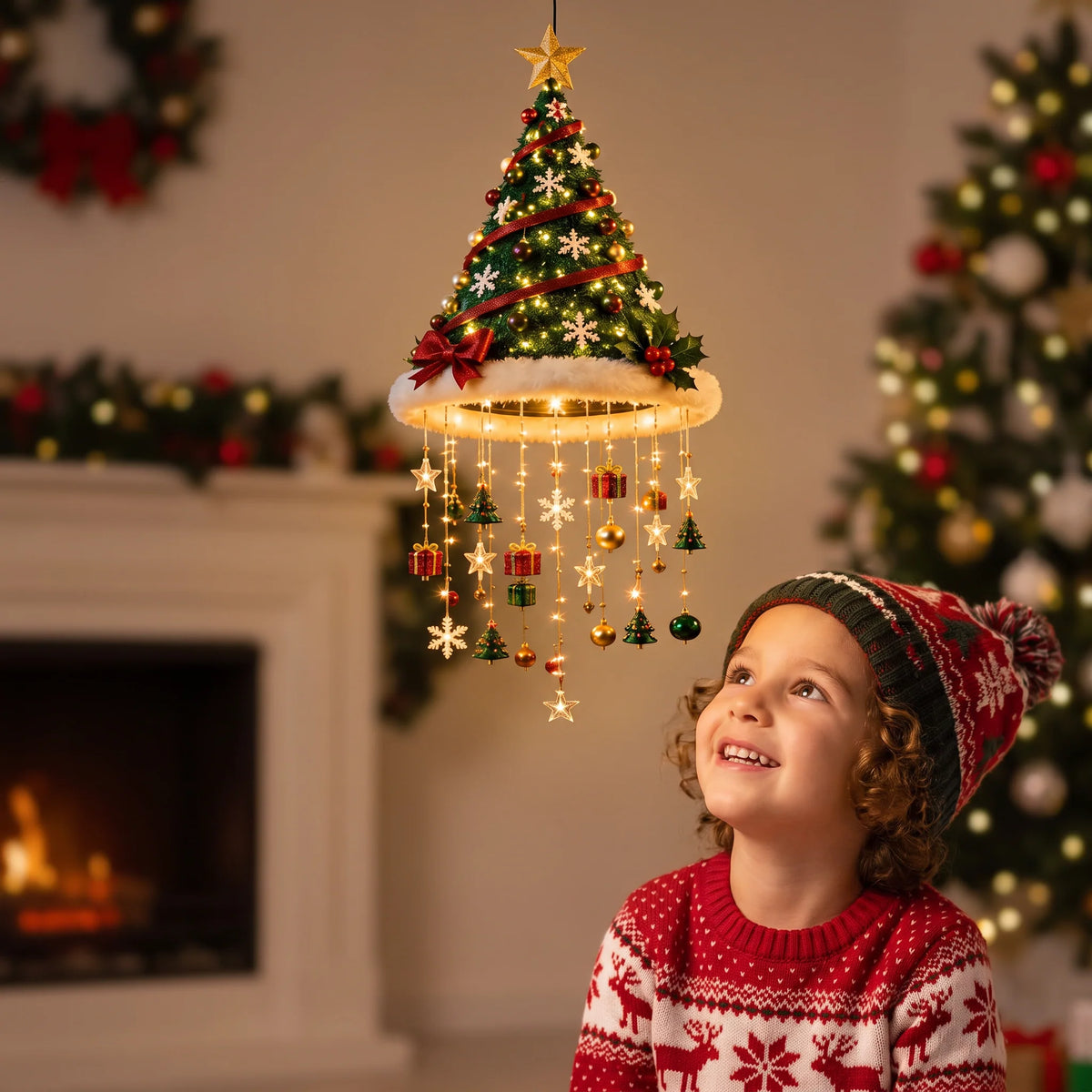 Santa Hat With LED String Lights