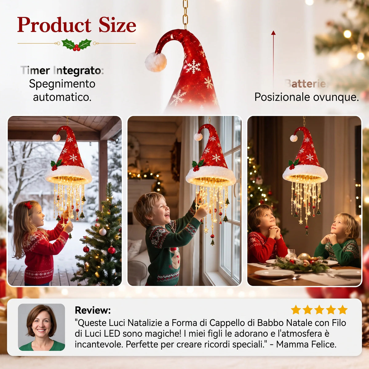 Santa Hat With LED String Lights