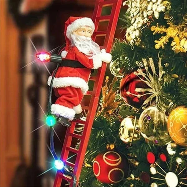 Santa Ornament Animated Climbing Warm LED Lights 15 Songs