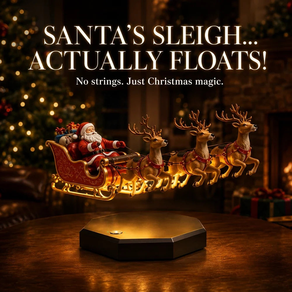 Santa Sleigh Decor Magnetic Levitation Illuminated Base