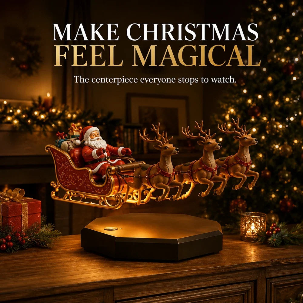 Santa Sleigh Decor Magnetic Levitation Illuminated Base