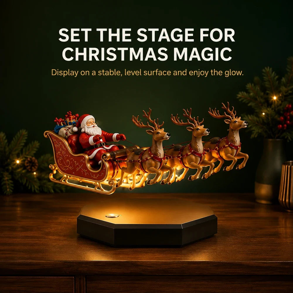 Santa Sleigh Decor Magnetic Levitation Illuminated Base