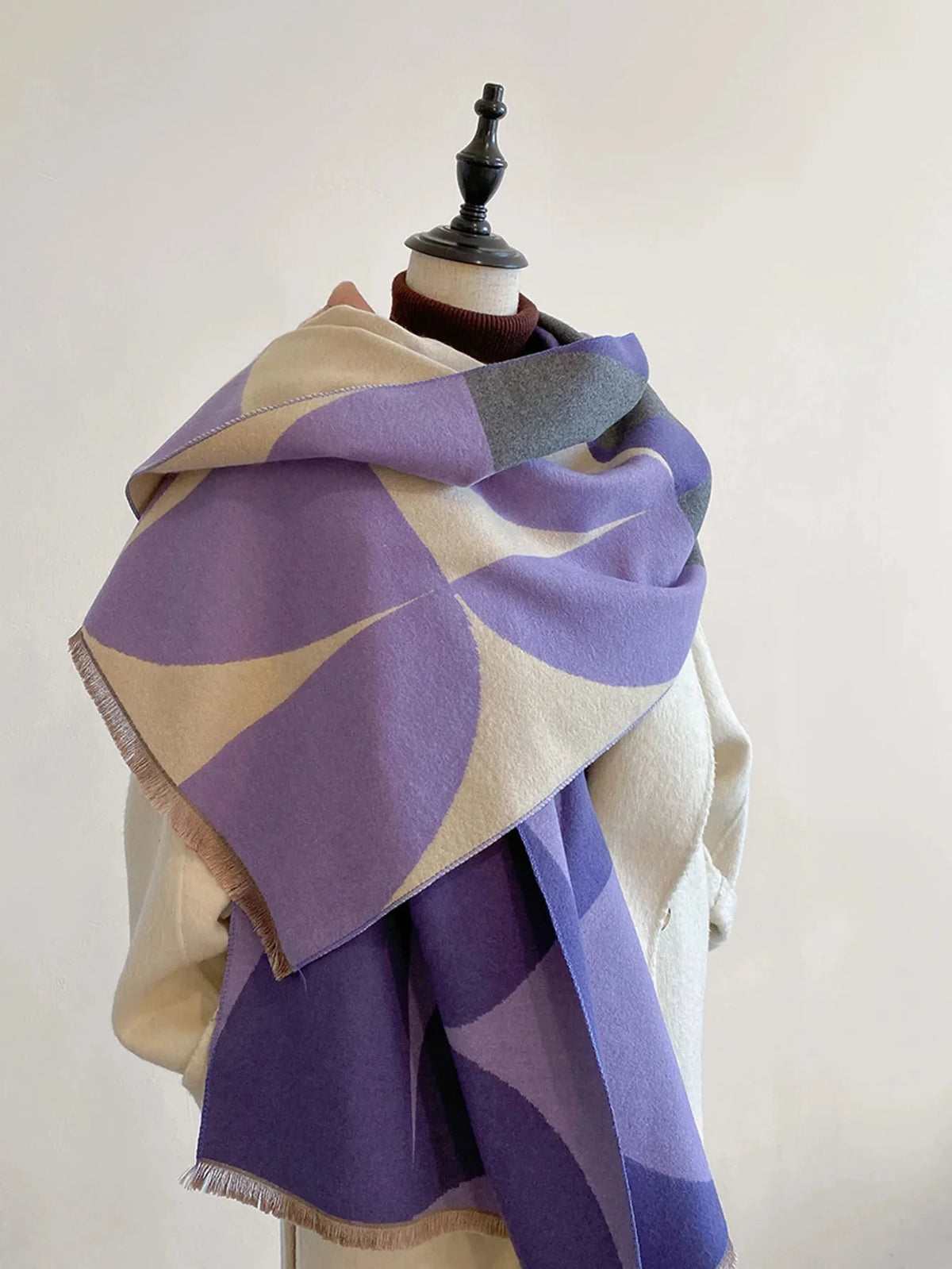 Scarf Cashmere Blend Reversible Soft Warmth