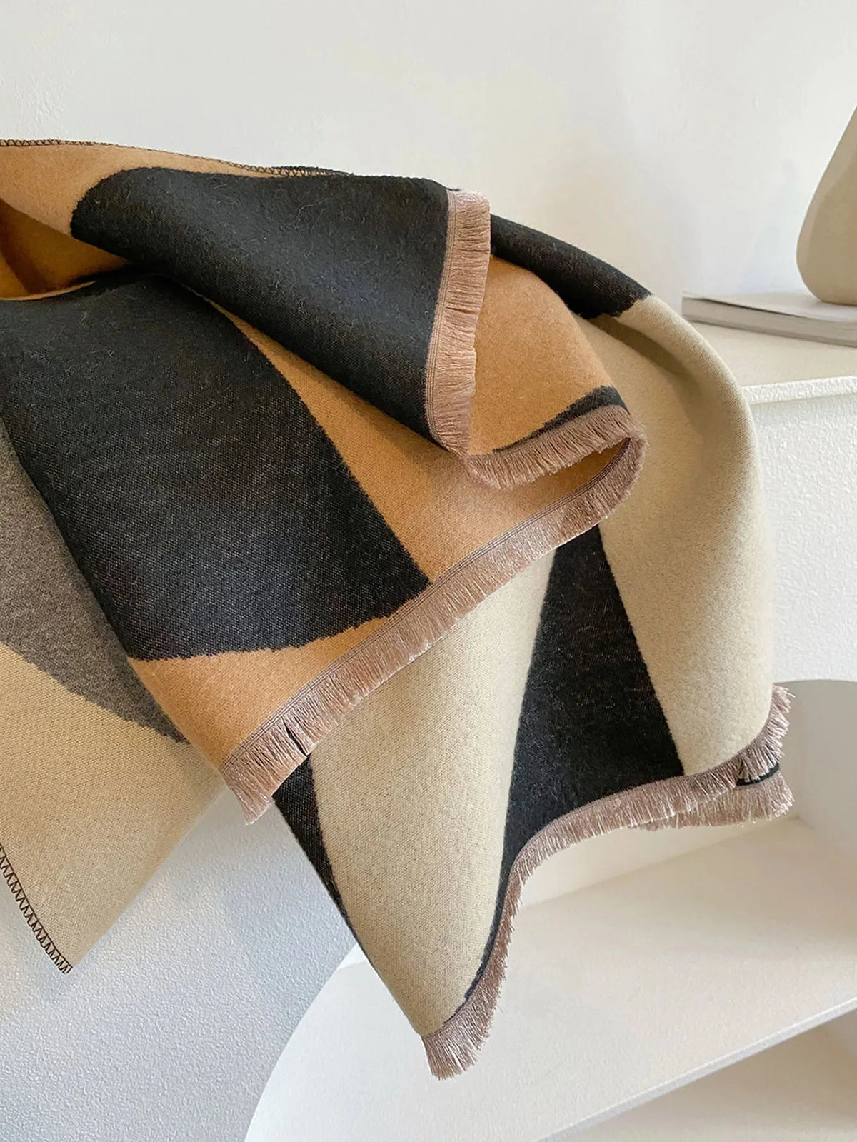 Scarf Cashmere Blend Reversible Soft Warmth