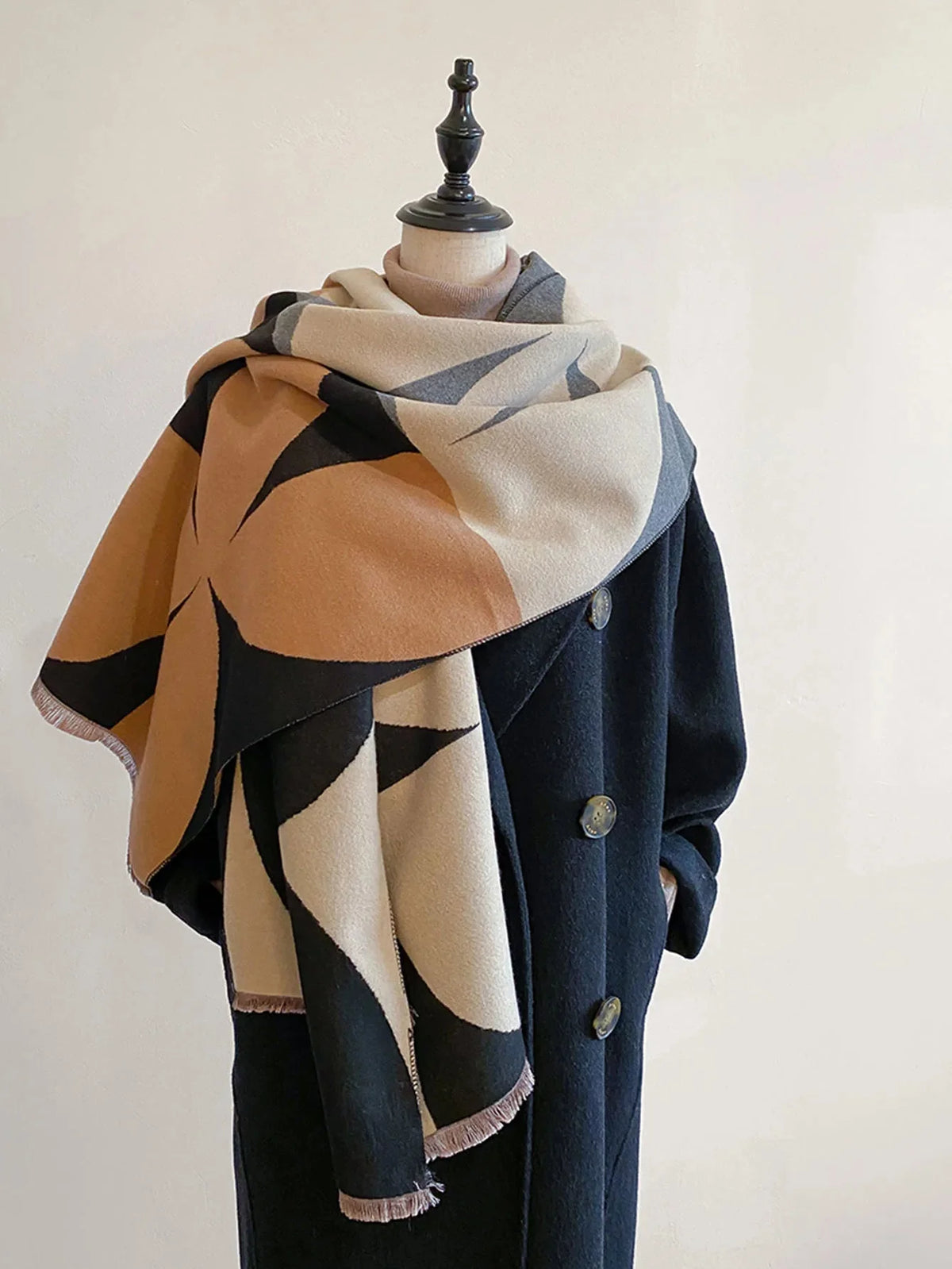 Scarf Cashmere Blend Reversible Soft Warmth