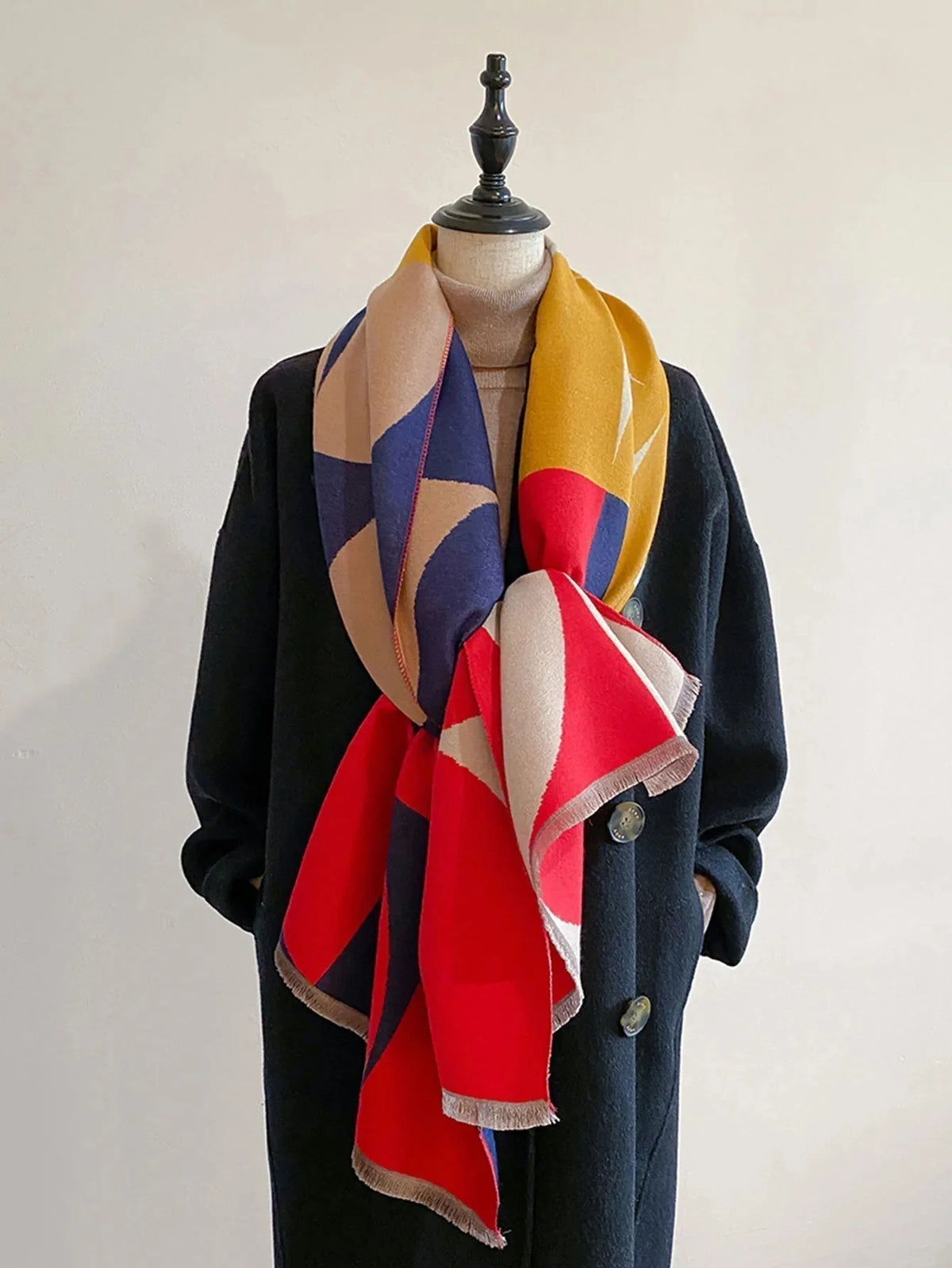 Scarf Cashmere Blend Reversible Soft Warmth