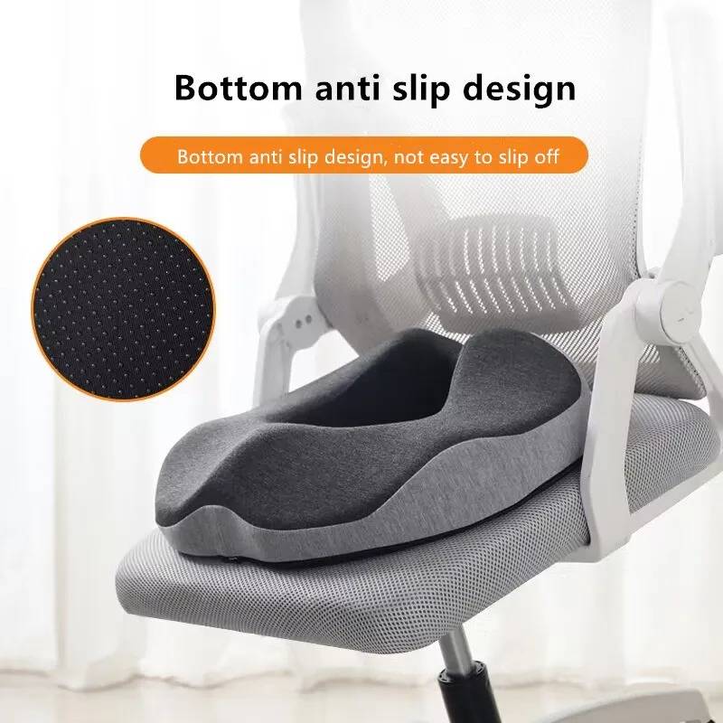 Seat Cushion Memory Foam Coccyx Cutout Anti-Slip Removable Cover