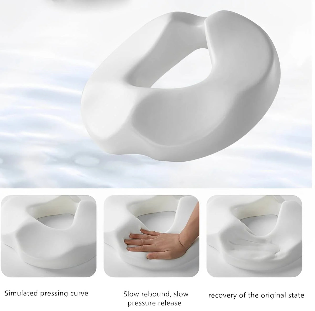 Seat Cushion Memory Foam Coccyx Cutout Anti-Slip Removable Cover