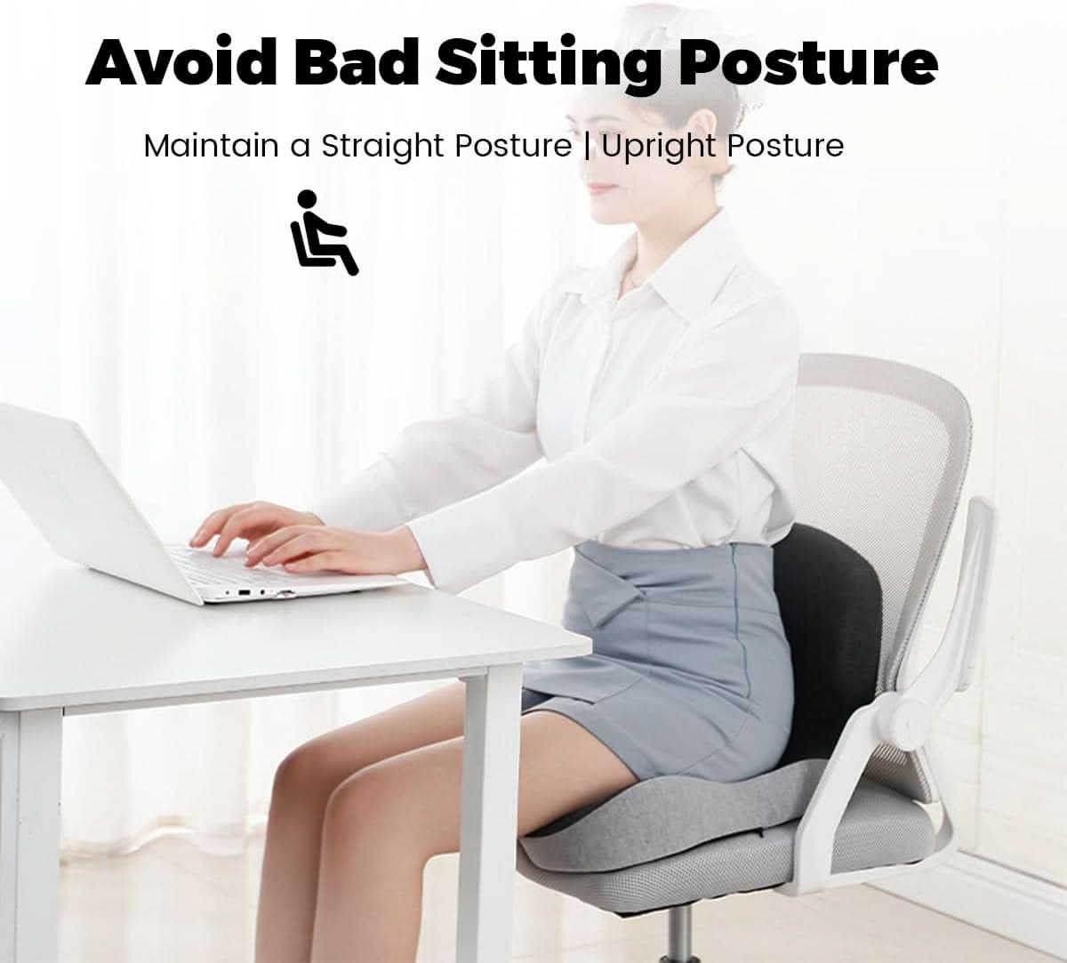 Seat Cushion Memory Foam Non-Slip & Machine-Washable Cover