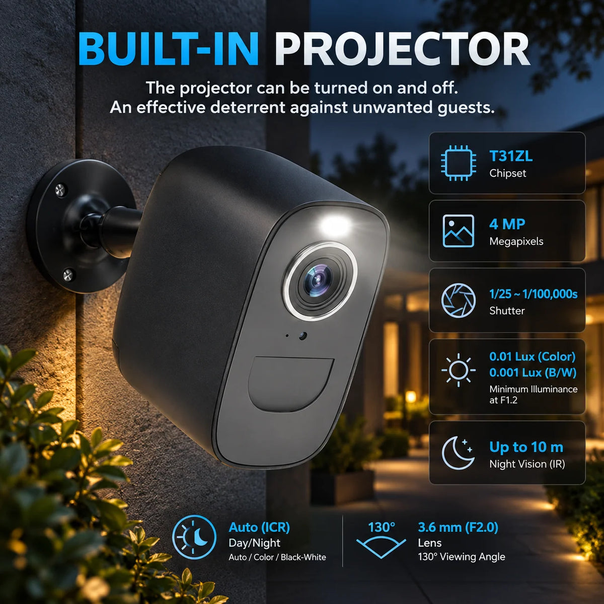 Security Camera 4G LTE Battery Powered Infrared Night Vision IP66 Outdoor Rated