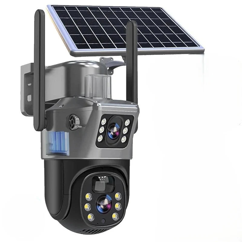 Security Camera Solar-Powered Dual Lens 10× Optical Zoom