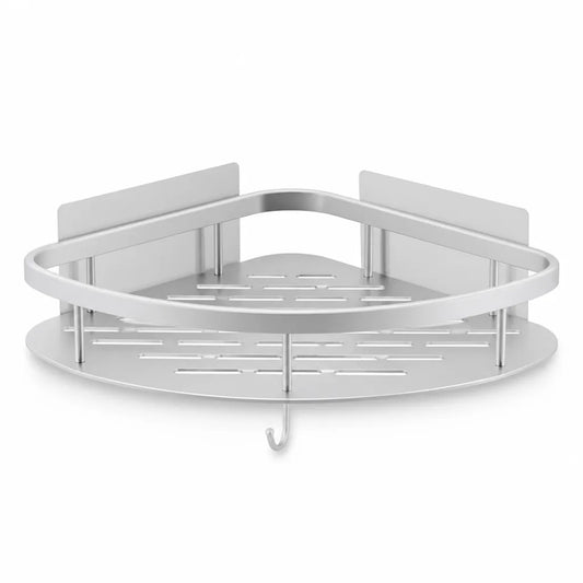 Self-Adhesive Curved Open-Frame Corner Shower Shelf