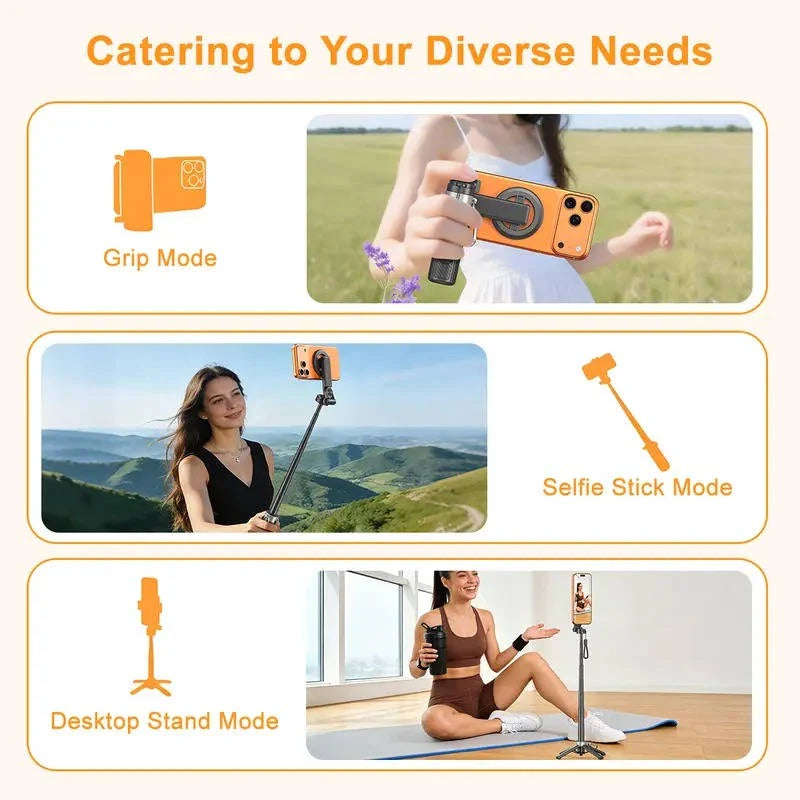 Selfie Stick 25in Extendable Magnetic Mount Foldable Tripod Base