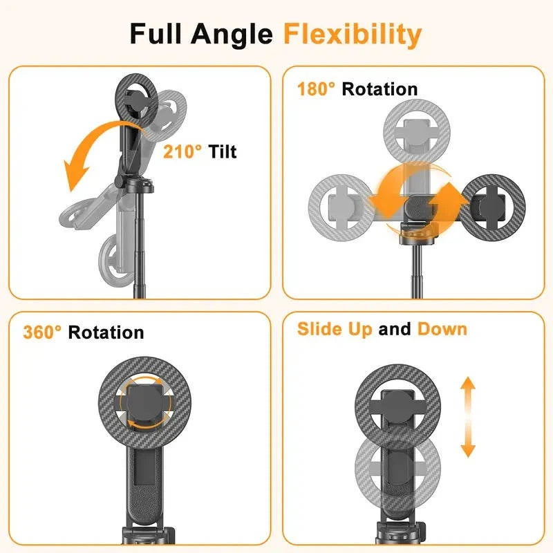 Selfie Stick 25in Extendable Magnetic Mount Foldable Tripod Base