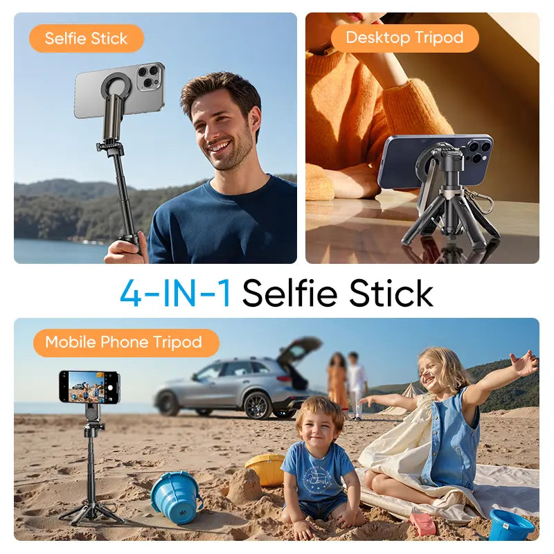 Selfie Stick Magnetic 360° Rotation Wireless Remote