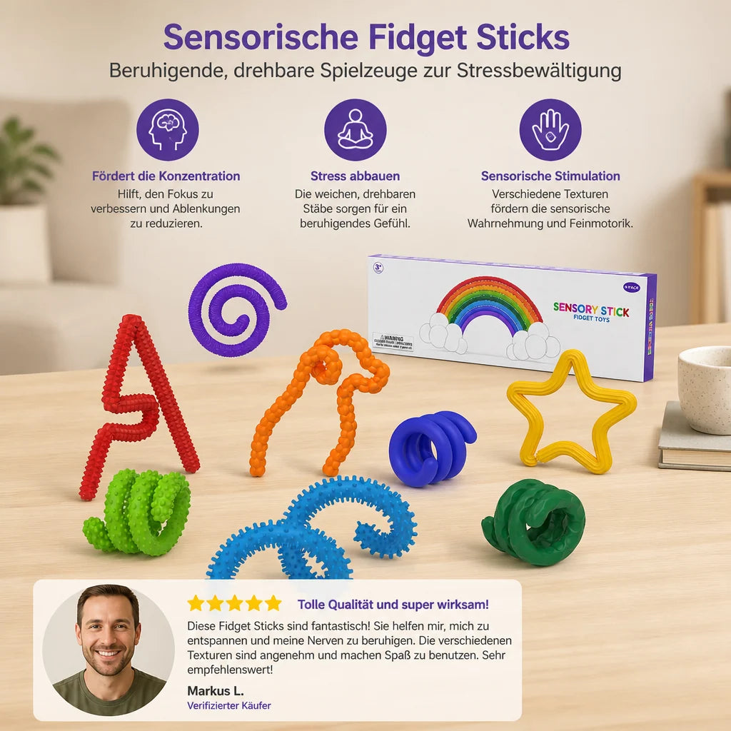Sensory Fidget Sticks Flexible Twist & Bend Compact Lightweight