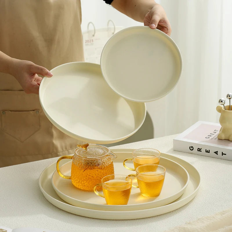 Serving Tray Round Plastic Easy-Clean Surface