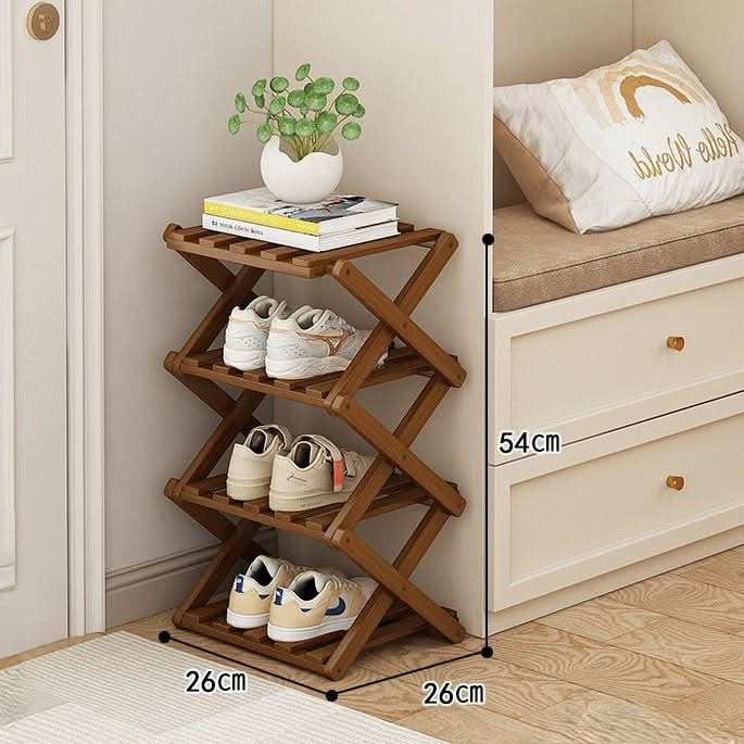 Shoe Rack Bamboo Foldable Space-Saving Storage