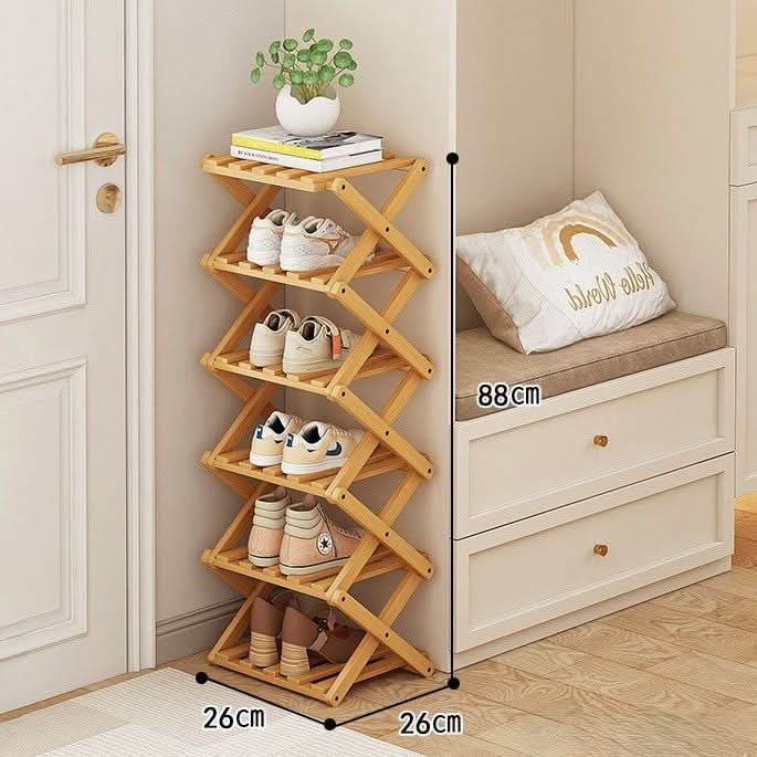 Shoe Rack Bamboo Foldable Space-Saving Storage