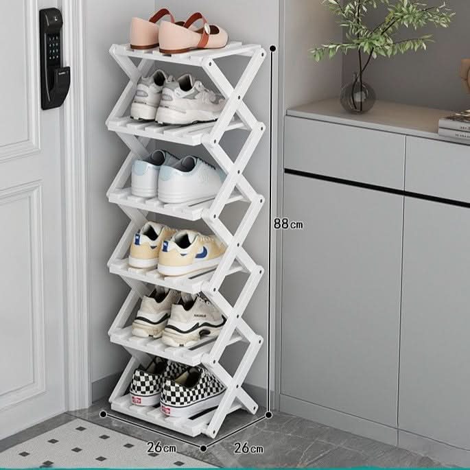 Shoe Rack Bamboo Foldable Space-Saving Storage