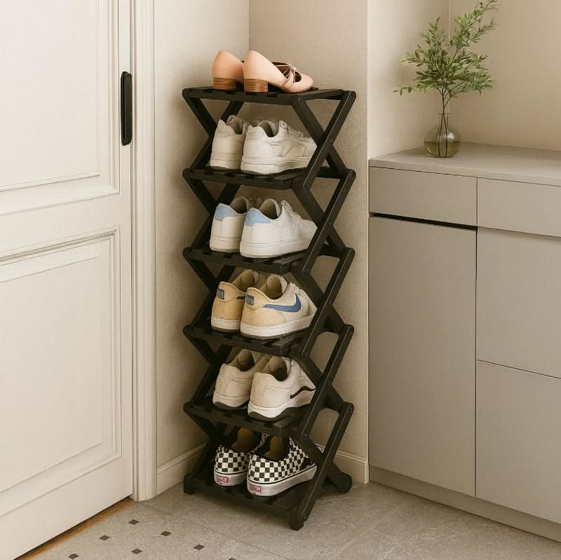 Shoe Rack Bamboo Foldable Space-Saving Storage