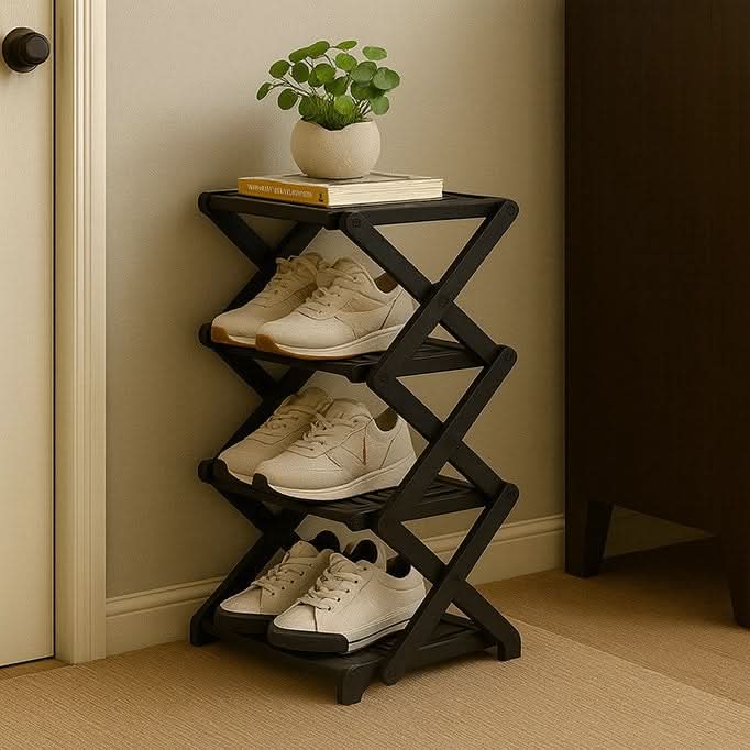 Shoe Rack Bamboo Foldable Space-Saving Storage