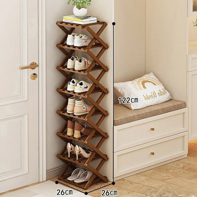 Shoe Rack Bamboo Foldable Space-Saving Storage
