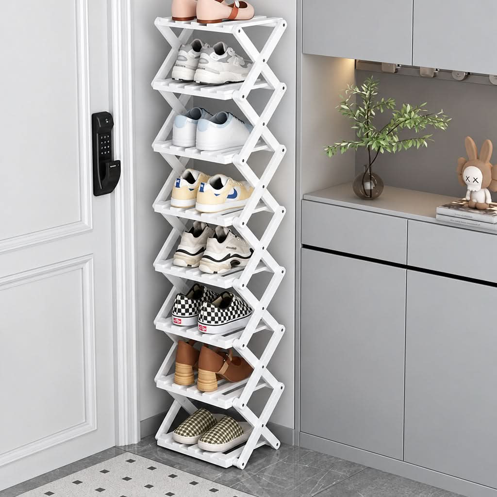 Shoe Rack Bamboo Foldable Space-Saving Storage
