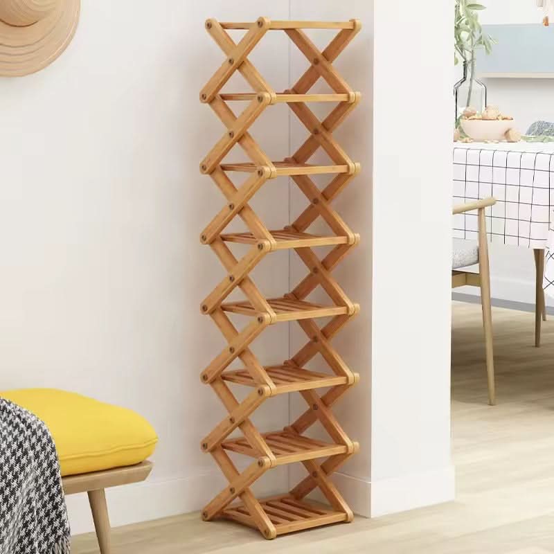 Shoe Rack Bamboo Foldable Space-Saving Storage