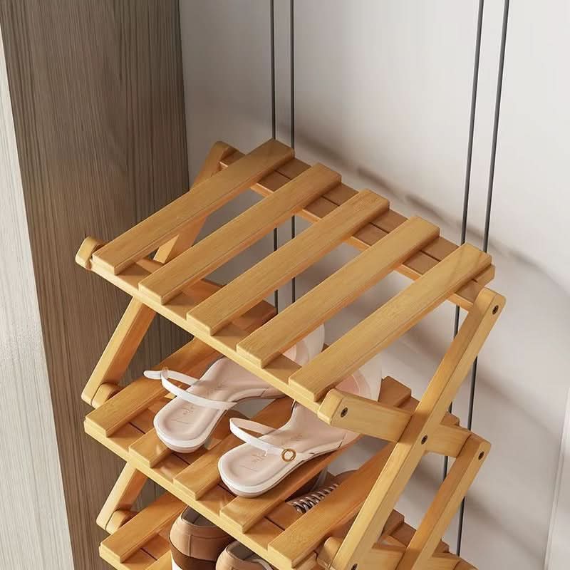Shoe Rack Bamboo Foldable Space-Saving Storage