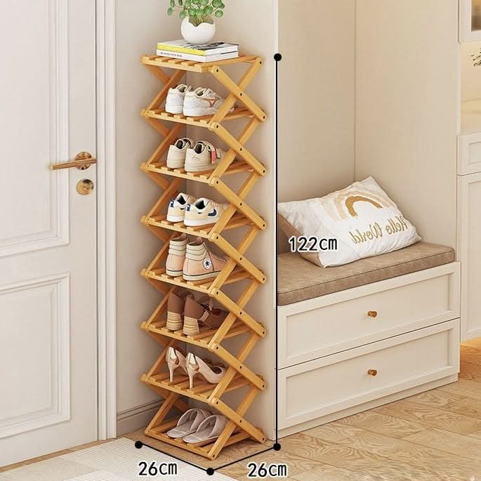 Shoe Rack Bamboo Foldable Space-Saving Storage