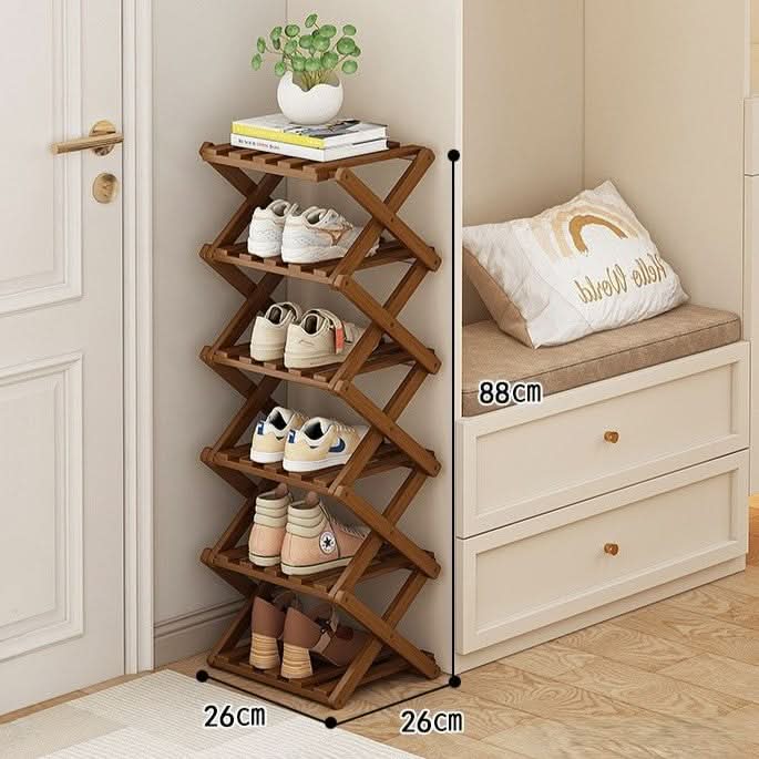 Shoe Rack Bamboo Foldable Space-Saving Storage