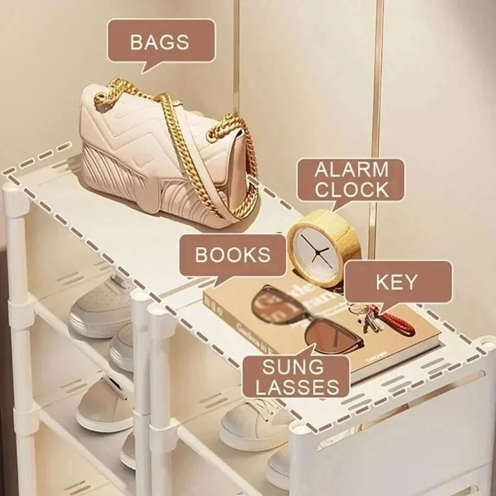 Shoe Rack Space-Saving Corner Design Stackable Tool-Free Assembly