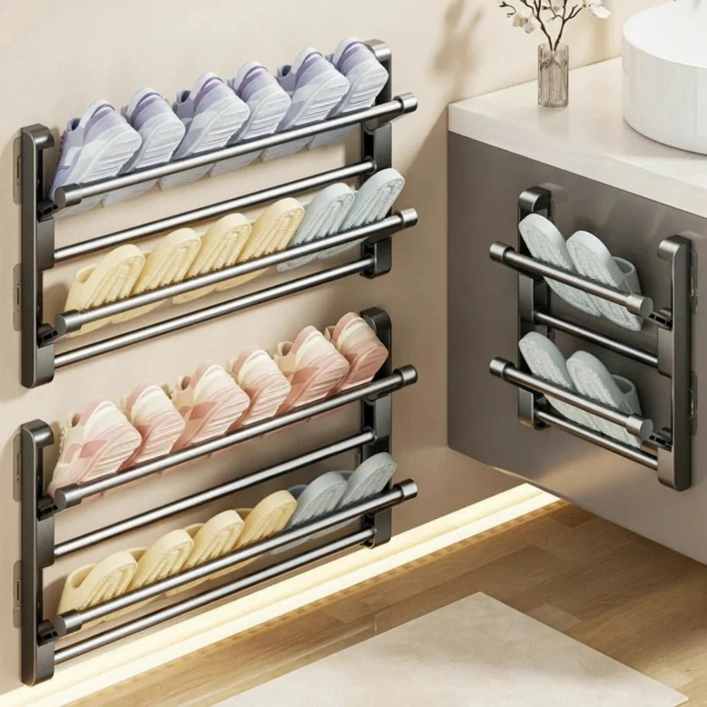 Shoe Rack Wall-Mounted With Integrated Drainage Space-Saving Design