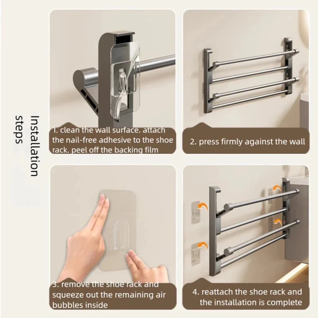 Shoe Rack Wall-Mounted With Integrated Drainage Space-Saving Design