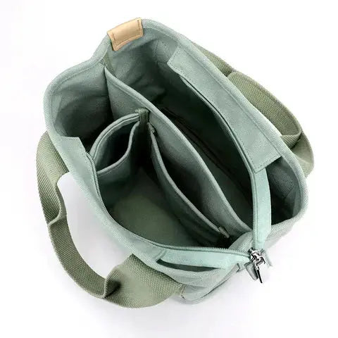 Shoulder Bag Canvas Inner Pockets & Wide Straps