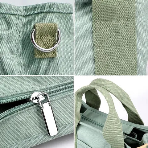 Shoulder Bag Canvas Multiple Inner Pockets & Wide Straps
