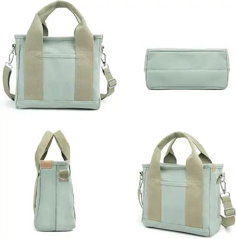 Shoulder Bag Canvas Multiple Inner Pockets & Wide Straps