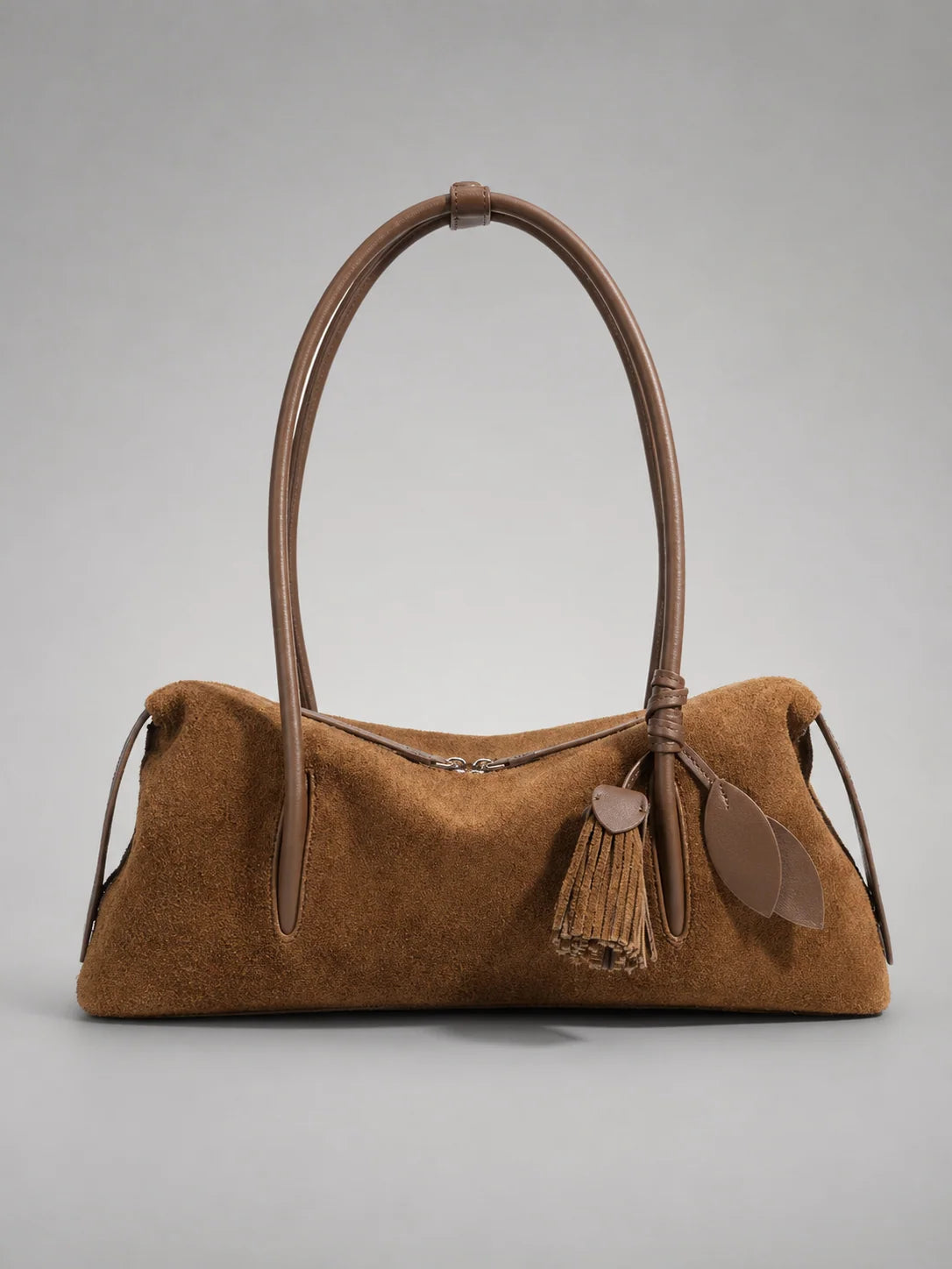 Shoulder Bag Genuine Leather & Suede Pillow Shape